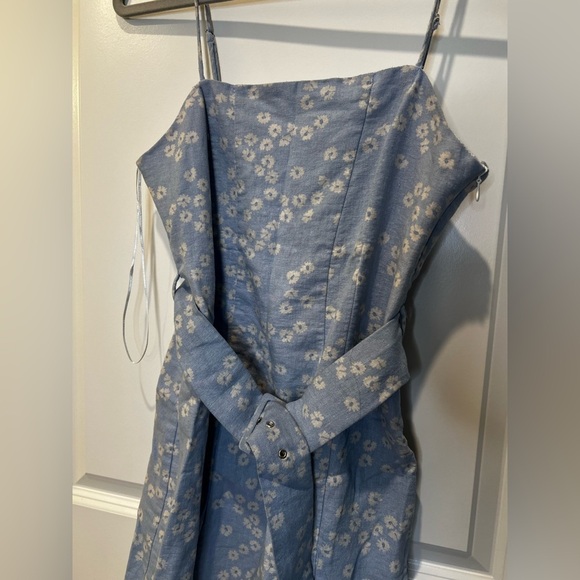Zara Blue Floral Mini Dress Size Medium - Picture 6 of 11